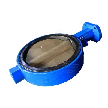 API 609 Ductile Iron DI Bare Stem Pinless Design Tongue & Groove Seat Wafer Type Butterfly Valve