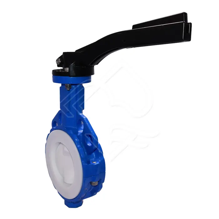 API 609 Carbon Steel Split Body Manual Type Fully PTFE Lined Wafer Type Butterfly Valve