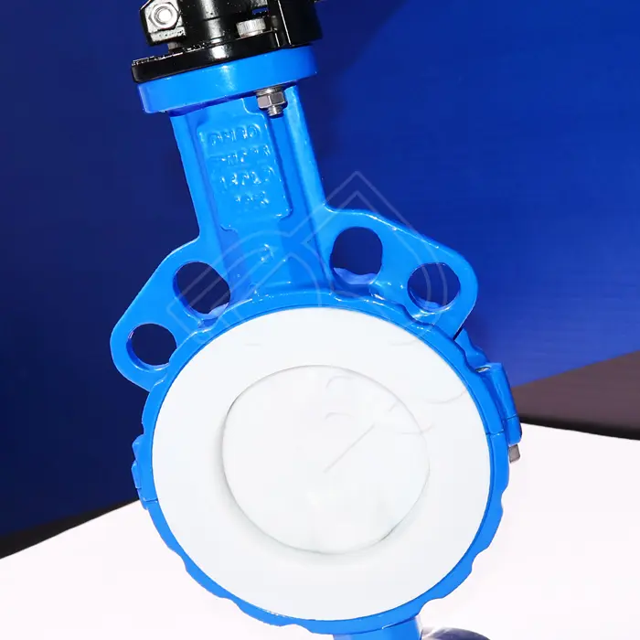 API 609 Carbon Steel Split Body Manual Type Fully PTFE Lined Wafer Type Butterfly Valve