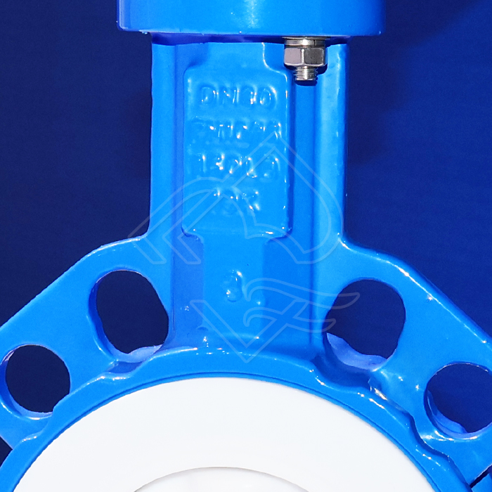 API 609 Carbon Steel Split Body Manual Type Fully PTFE Lined Wafer Type Butterfly Valve